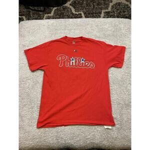 Men's Majestic Philadelphia Phillies Jake Arrieta #49 Red T-Shirt Jersey Size L